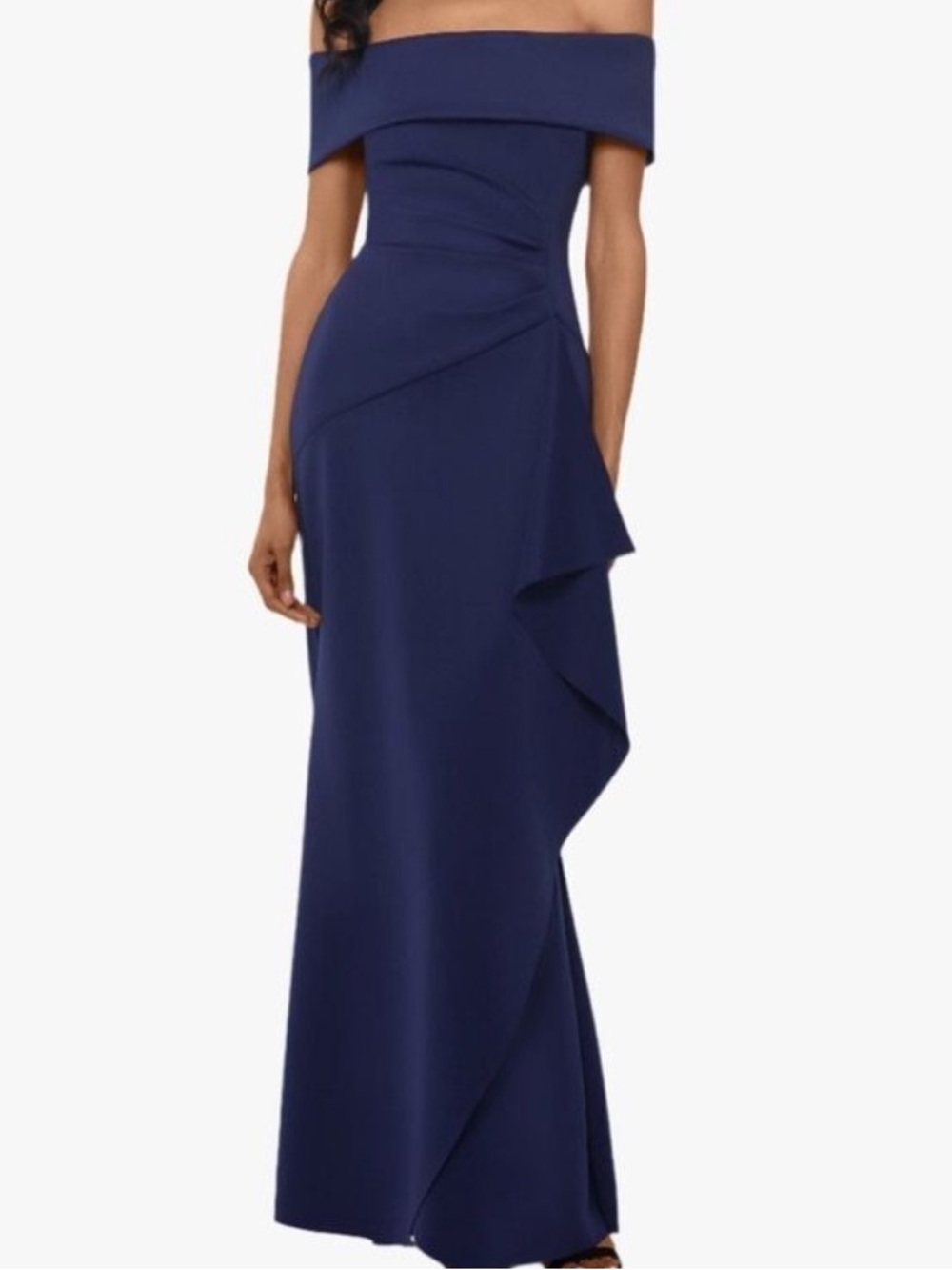 Xscape Navy Off the Shoulder Evening Gown - NWT Size 22